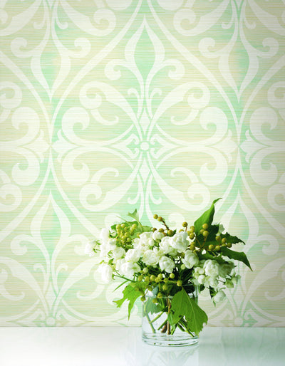 product image of Chambon Ogee Wallpaper in Green from the Lugano Collection by Seabrook Wallcoverings 541