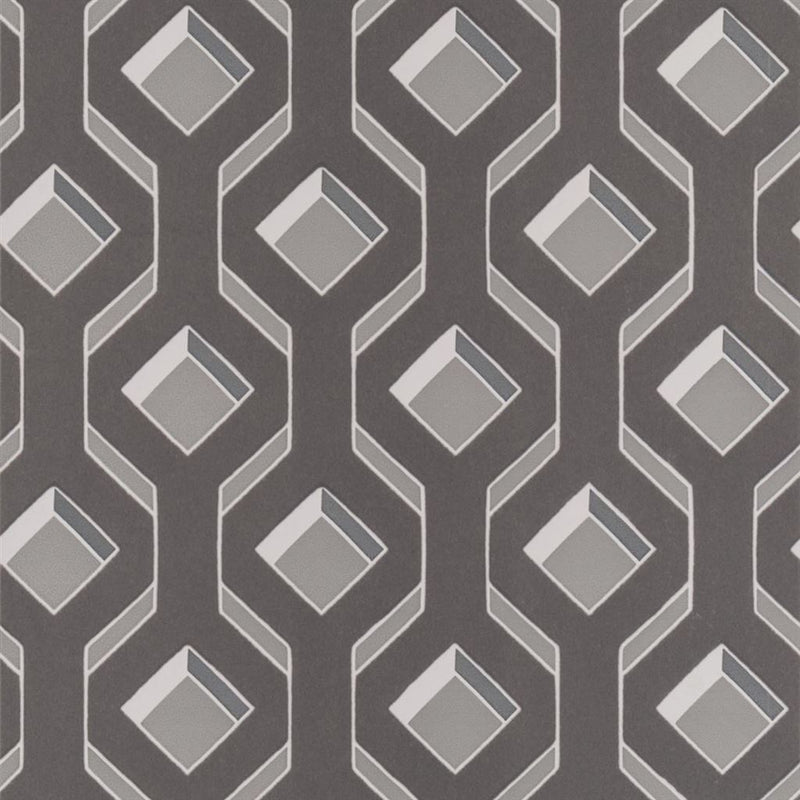 media image for Chareau Flock Wallpaper in Zinc from the Mandora Collection by Designers Guild 298