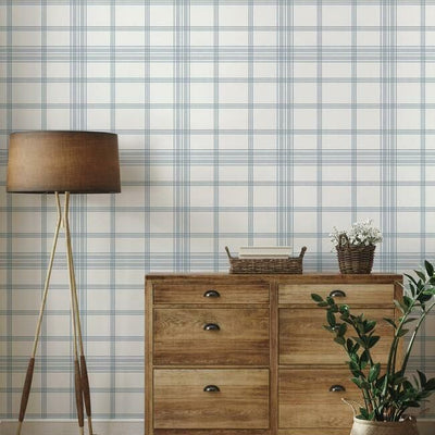 product image for Charter Plaid Wallpaper in Blue from the Water's Edge Collection by York Wallcoverings 1