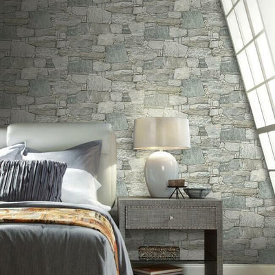 product image for Chateau Stone Peel & Stick Wallpaper in Grey Natural from the Stonecraft Collection by York Wallcoverings 14