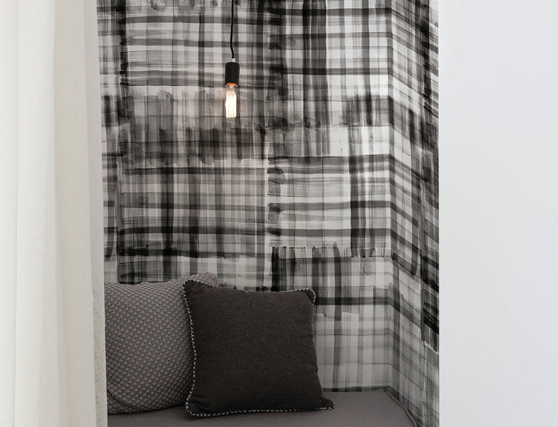 media image for Check Wall Mural in Reductive Black 274