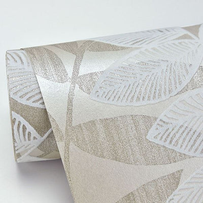product image for Chimera Flocked Leaf Wallpaper in Champagne from the Celadon Collection by Brewster Home Fashions 67