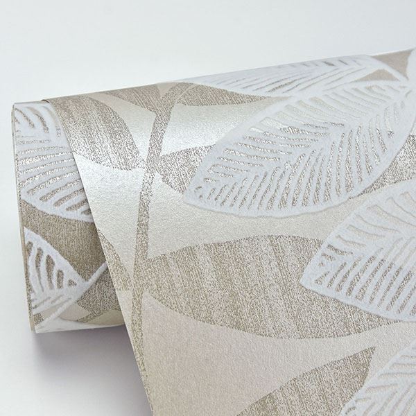 media image for Chimera Flocked Leaf Wallpaper in Champagne from the Celadon Collection by Brewster Home Fashions 221