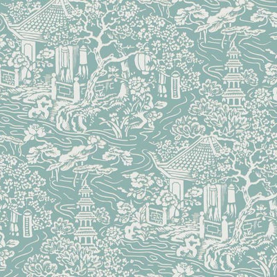 product image of Chinoiserie Wallpaper in Blue-Green from the Tea Garden Collection by Ronald Redding for York Wallcoverings 585