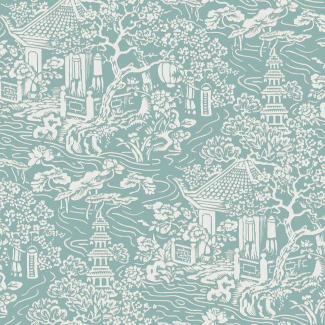media image for Chinoiserie Wallpaper in Blue-Green from the Tea Garden Collection by Ronald Redding for York Wallcoverings 28