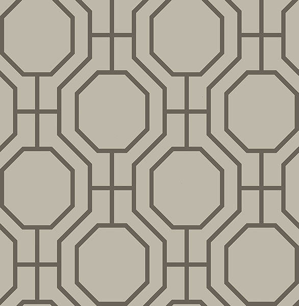 media image for Circuit Taupe Modern Ironwork Wallpaper from the Symetrie Collection by Brewster Home Fashions 214