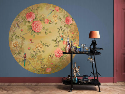 product image for Circular Chinoiserie Wall Mural in Yellow by Walls Republic 44