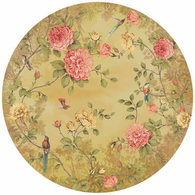 product image of Circular Chinoiserie Wall Mural in Yellow by Walls Republic 546