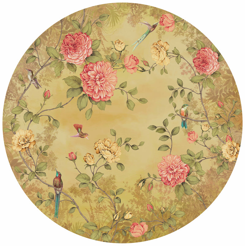 media image for Circular Chinoiserie Wall Mural in Yellow by Walls Republic 213