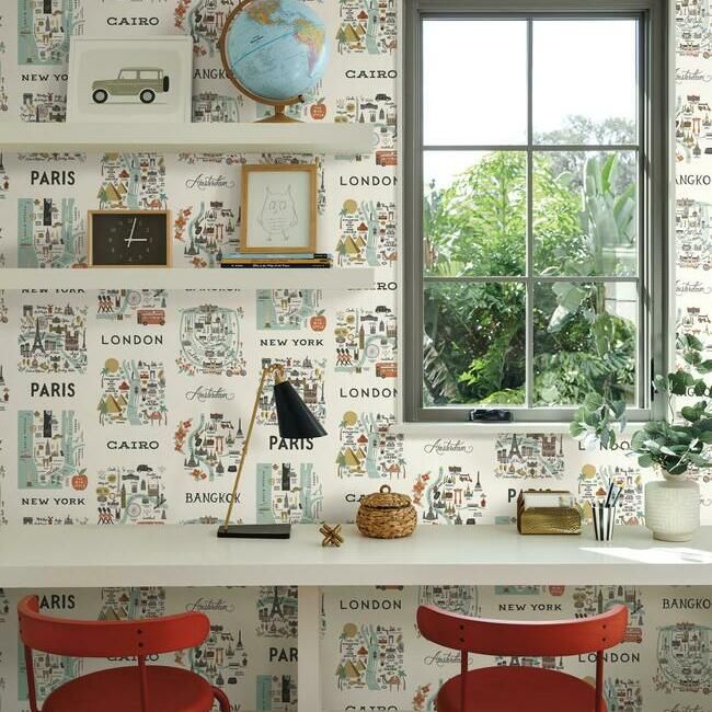media image for City Maps Wallpaper in Mint from the Rifle Paper Co. Collection by York Wallcoverings 267