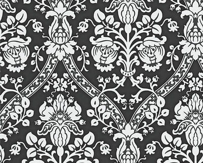 product image for Classic Baroque Wallpaper in Black, White, and Metallic design by BD Wall 56