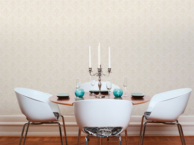 product image for Classic Baroque Wallpaper in Cream, Metallic, and White design by BD Wall 71