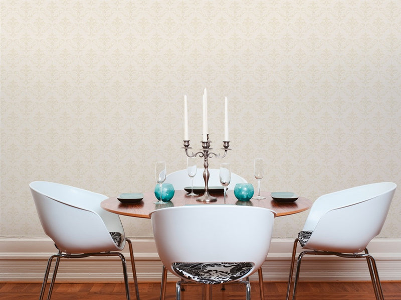 media image for Classic Baroque Wallpaper in Cream, Metallic, and White design by BD Wall 218