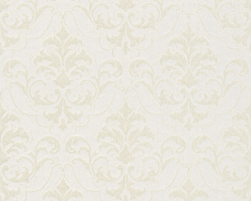 media image for Classic Baroque Wallpaper in Cream, Metallic, and White design by BD Wall 26