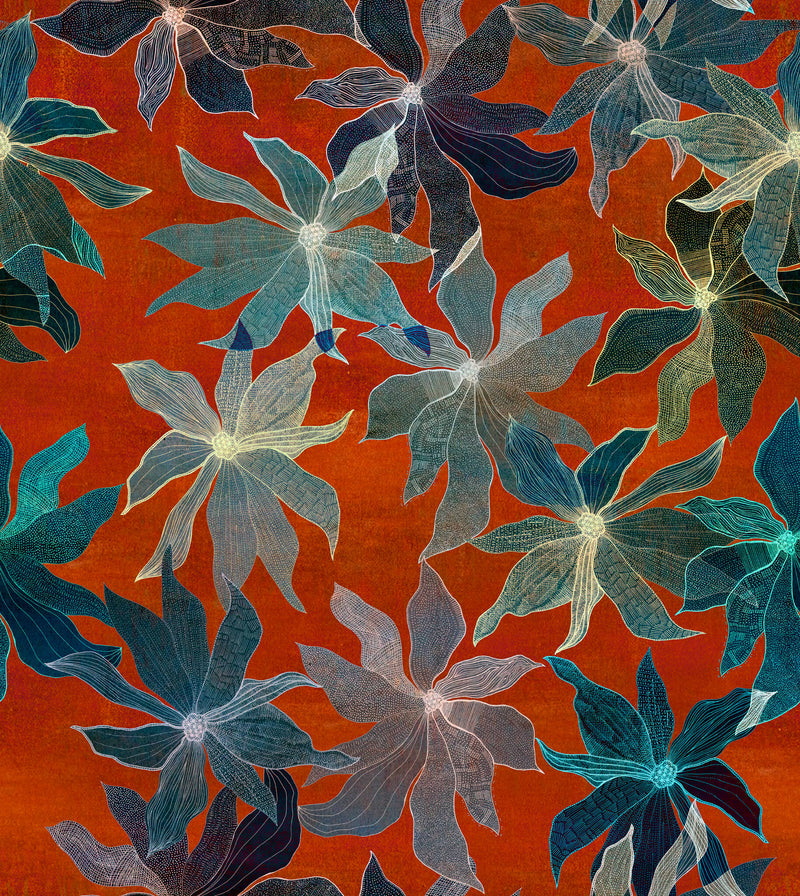 media image for Clematis Wallpaper in Blood Orange 221