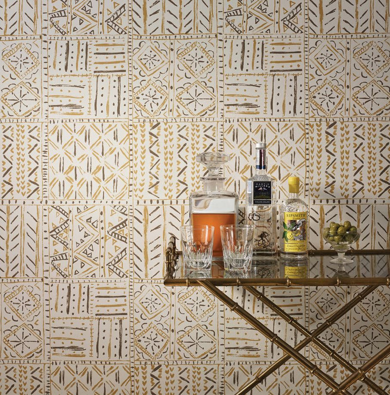 media image for Cloisters Wallpaper in Ochre and Tobacco from the Ashdown Collection by Nina Campbell for Osborne & Little 228