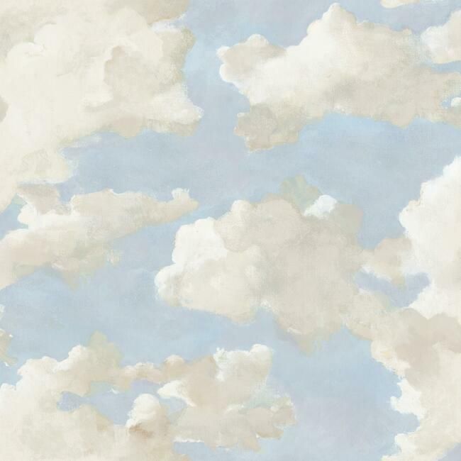 media image for Clouds on Canvas Peel & Stick Wallpaper in Blue by York Wallcoverings 255