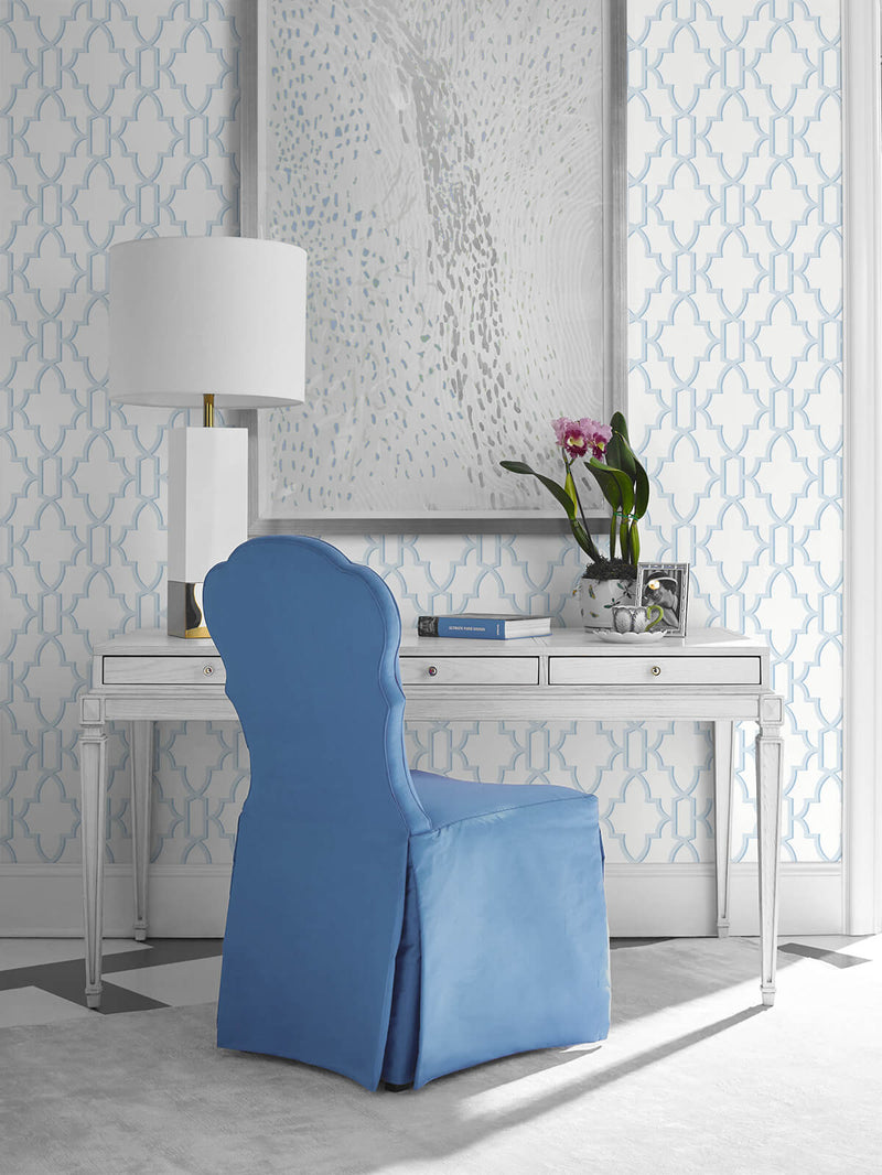 media image for Coastal Lattice Peel-and-Stick Wallpaper in Hampton Blue from the Luxe Haven Collection by Lillian August 213