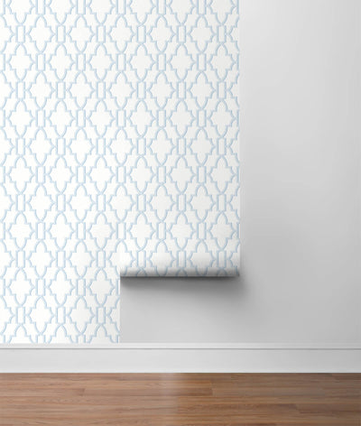 product image for coastal lattice peel and stick wallpaper in hampton blue from the luxe haven collection by lillian august 5 29