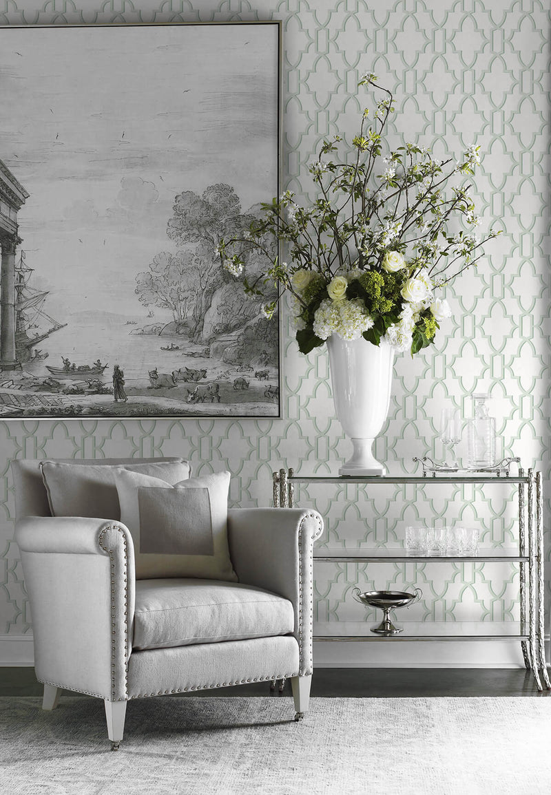 media image for Coastal Lattice Peel-and-Stick Wallpaper in Seaglass from the Luxe Haven Collection by Lillian August 256