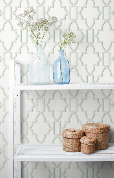 product image for Coastal Lattice Peel-and-Stick Wallpaper in Seaglass from the Luxe Haven Collection by Lillian August 0
