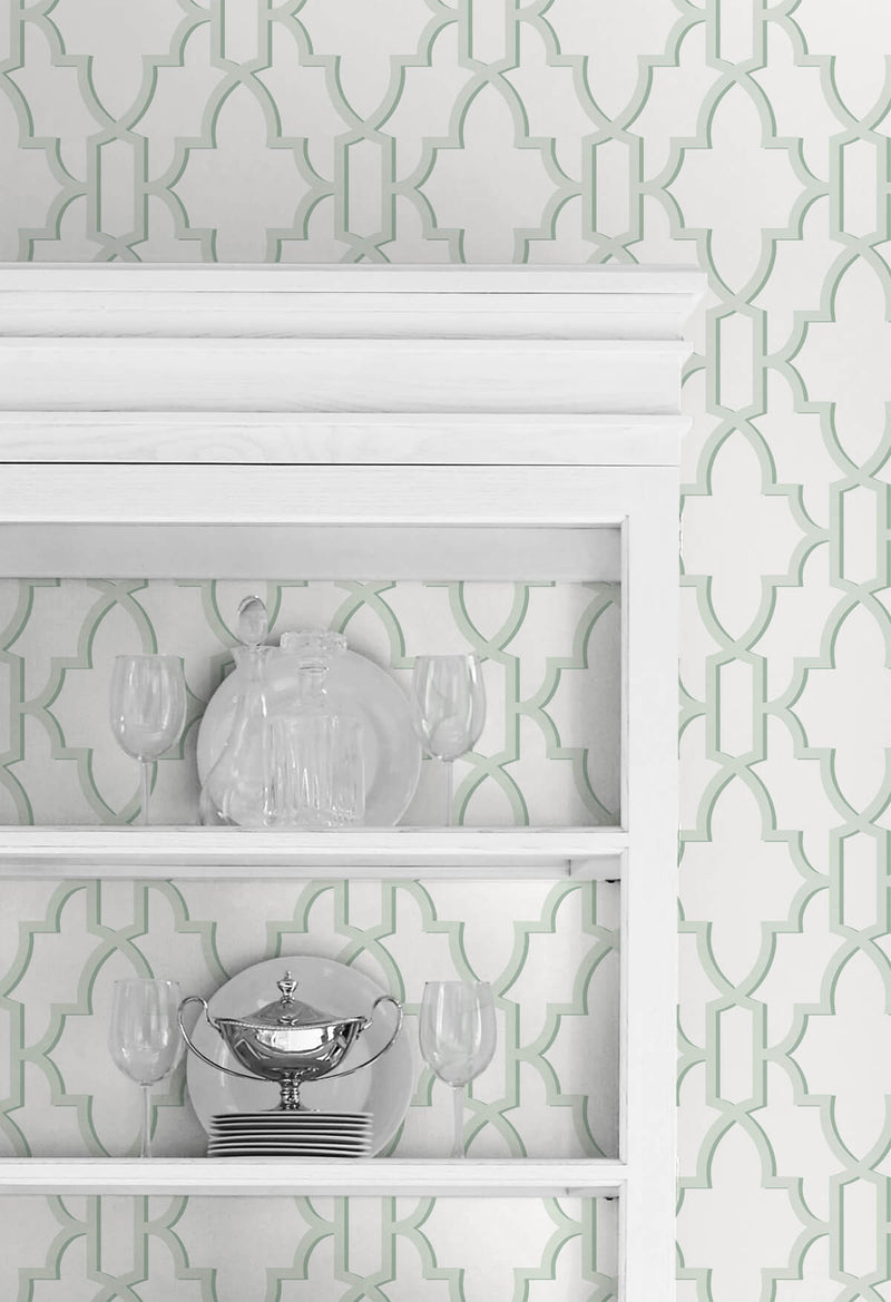 media image for Coastal Lattice Peel-and-Stick Wallpaper in Seaglass from the Luxe Haven Collection by Lillian August 24