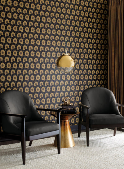 product image for Coco Bloom Wallpaper in Black and Gold from the Deco Collection by Antonina Vella for York Wallcoverings 75
