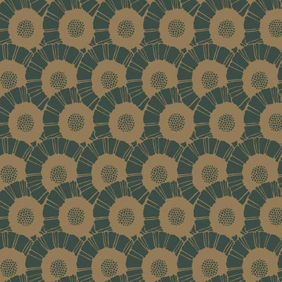 product image of Coco Bloom Wallpaper in Gold and Green from the Deco Collection by Antonina Vella for York Wallcoverings 517