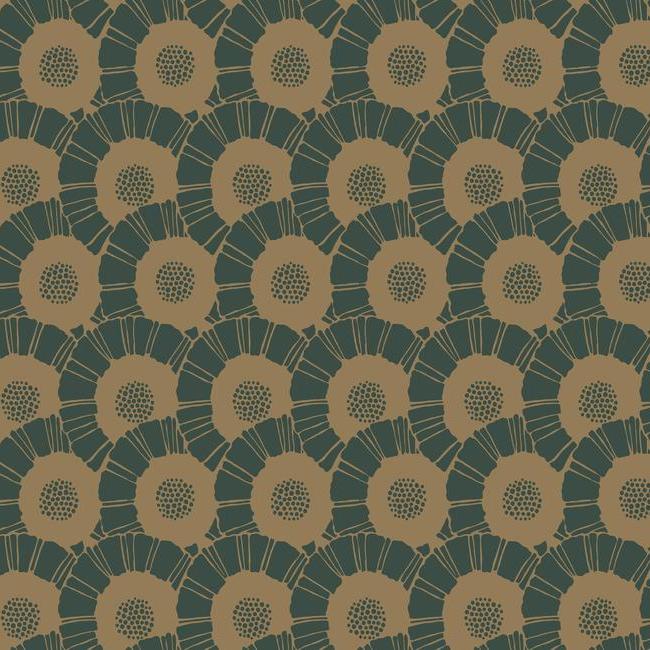 media image for Coco Bloom Wallpaper in Gold and Green from the Deco Collection by Antonina Vella for York Wallcoverings 215