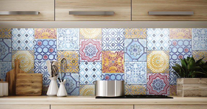 media image for Colorful Moroccan Tile Peel-and-Stick Wallpaper by NextWall 215