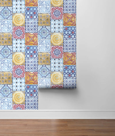 product image for Colorful Moroccan Tile Peel-and-Stick Wallpaper by NextWall 25