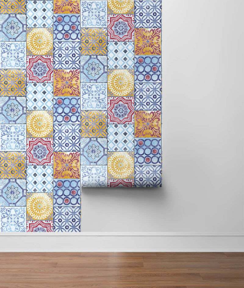 media image for Colorful Moroccan Tile Peel-and-Stick Wallpaper by NextWall 210
