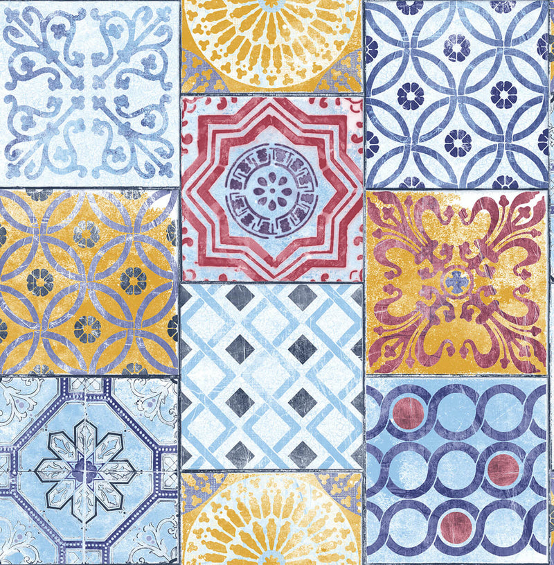 media image for Colorful Moroccan Tile Peel-and-Stick Wallpaper by NextWall 27