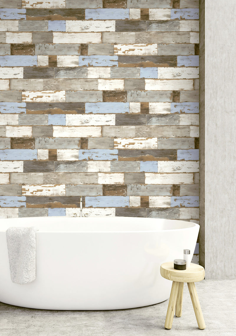 media image for Colorful Shiplap Peel-and-Stick Wallpaper by NextWall 28