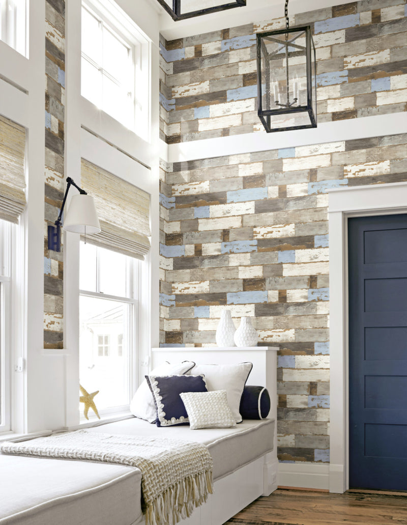 media image for Colorful Shiplap Peel-and-Stick Wallpaper by NextWall 257