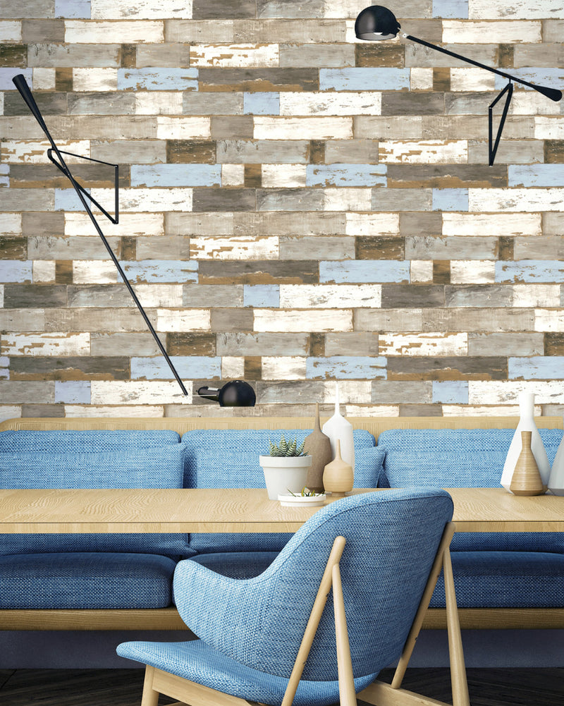 media image for Colorful Shiplap Peel-and-Stick Wallpaper by NextWall 286