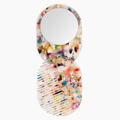 product image of 2 in 1 pocket comb mirror in multi party 1 58