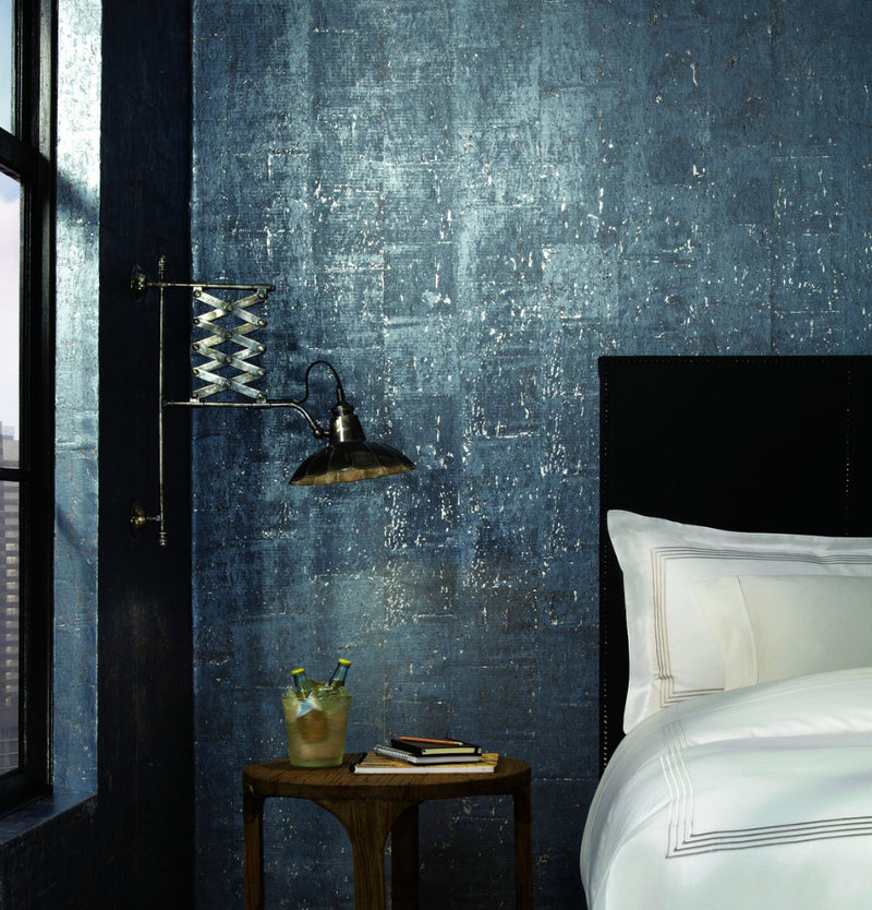 media image for Cork Wallpaper in Blues from Industrial Interiors II by Ronald Redding for York Wallcoverings 268