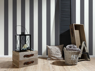product image for Cottage Stripes Wallpaper in Grey and White design by BD Wall 22