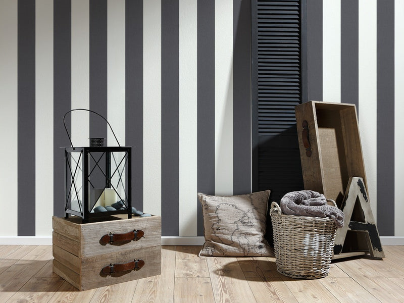 media image for Cottage Stripes Wallpaper in Grey and White design by BD Wall 261