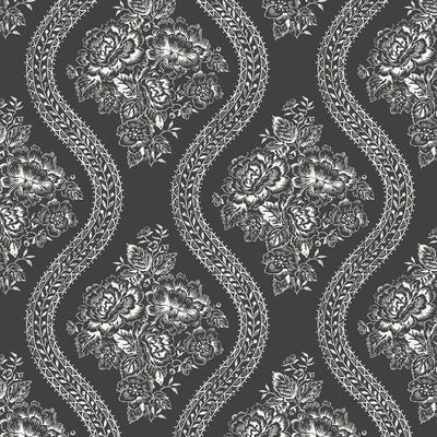 product image of Coverlet Floral Wallpaper in Black and White from the Magnolia Home Collection by Joanna Gaines for York Wallcoverings 59