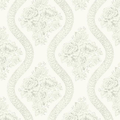 product image for Coverlet Floral Wallpaper in White and Grey from the Magnolia Home Collection by Joanna Gaines for York Wallcoverings 15