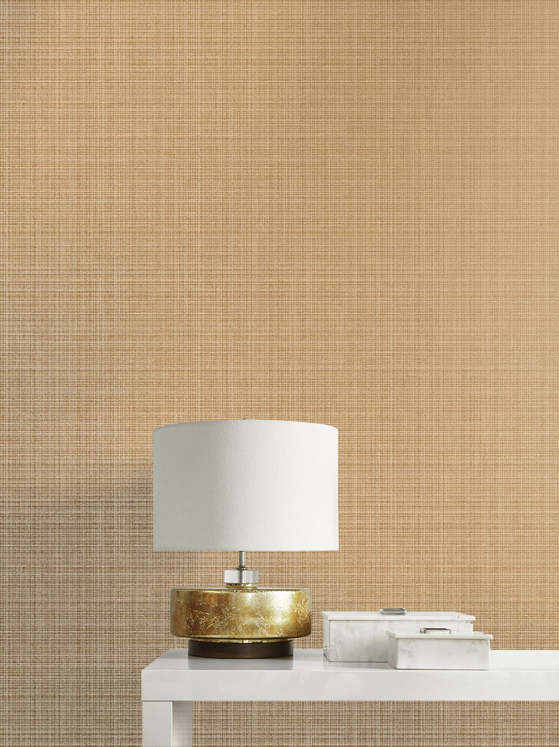 media image for Crosshatch Linen Wallpaper in Antique Brass from the Essential Textures Collection by Seabrook Wallcoverings 221