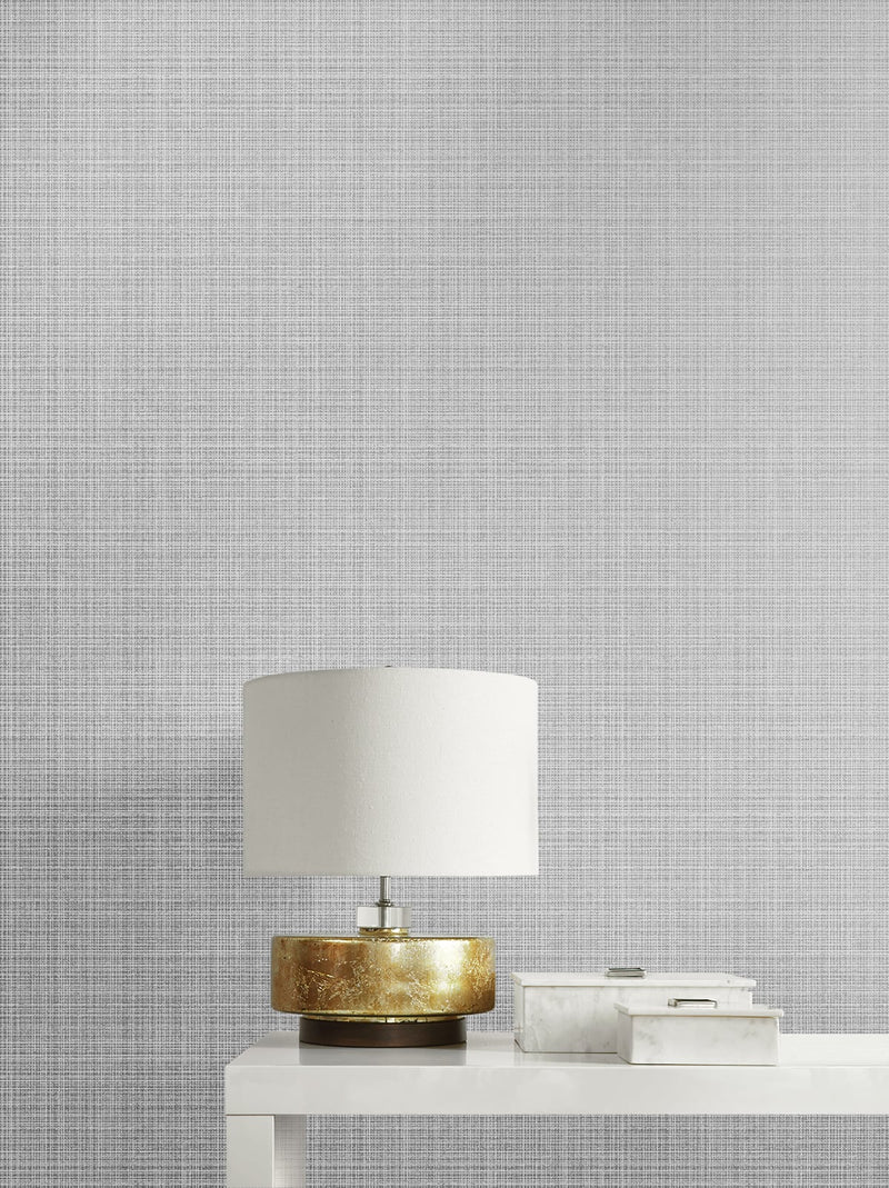 media image for Crosshatch Linen Wallpaper in Silver from the Essential Textures Collection by Seabrook Wallcoverings 273