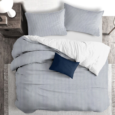 product image of Cruz Ticking Stripes White/Navy Bedding 3 550