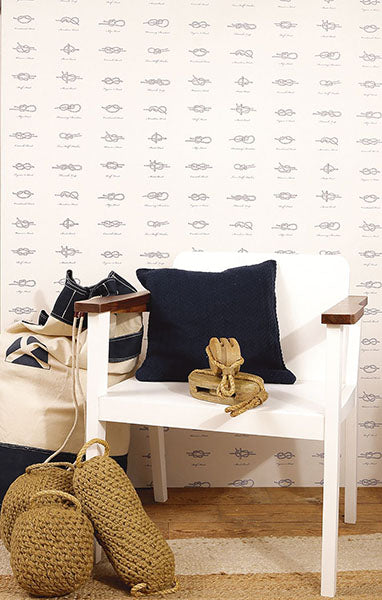 media image for Marius Off-White Sailors Knots Wallpaper from Design Department by Brewster 238