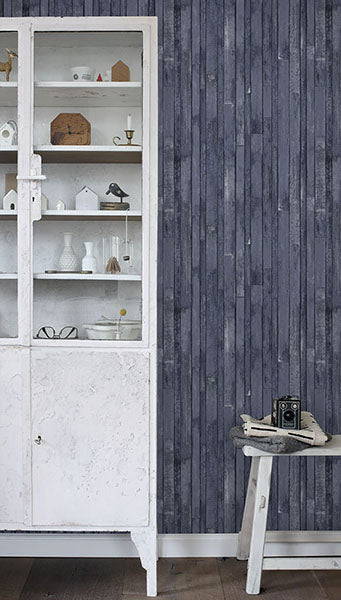 product image for Azelma Navy Wood Wallpaper from Design Department by Brewster 26