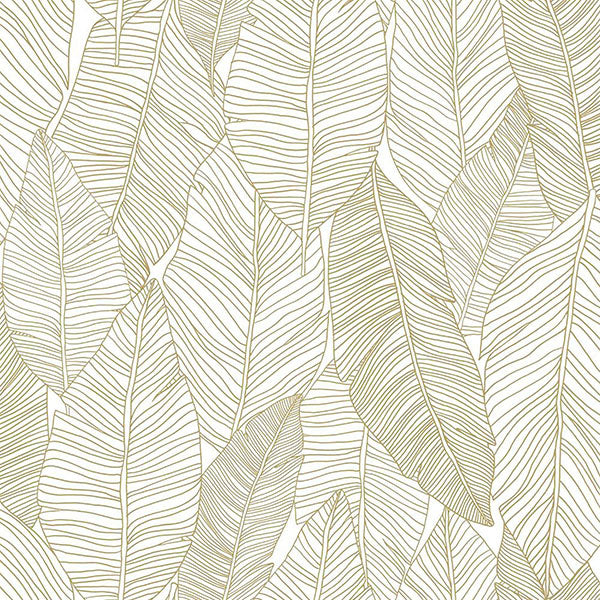 media image for Canales White Gold Inked Leaves Wallpaper from Design Department by Brewster 27
