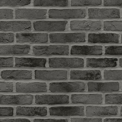 product image of Burnham Black Brick Wall Wallpaper from Design Department by Brewster 578