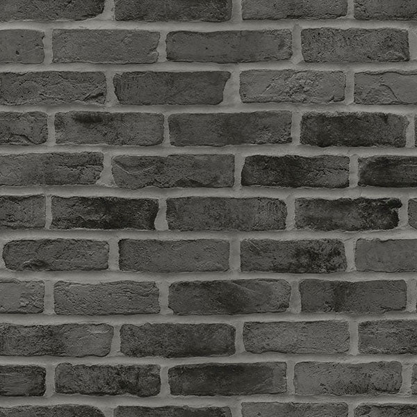 media image for Burnham Black Brick Wall Wallpaper from Design Department by Brewster 256